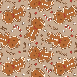 Oh Snap Christmas Gingerbread Boy Beige Rotated- Large Scale