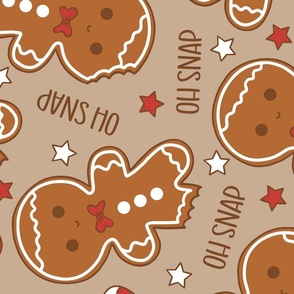 Oh Snap Christmas Gingerbread Boy Beige Rotated- XL Scale