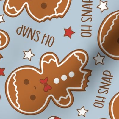 Oh Snap Christmas Gingerbread Boy Blue Rotated - Large Scale