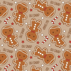 Oh Snap Christmas Gingerbread Boy Beige - Large Scale