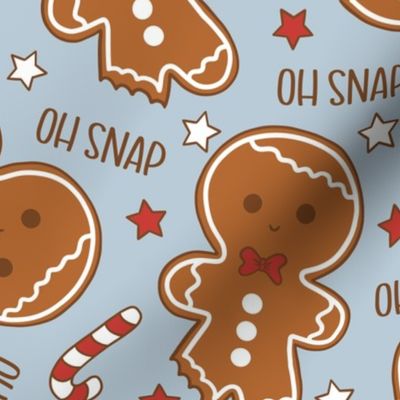 Oh Snap Christmas Gingerbread Boy Blue - Large Scale