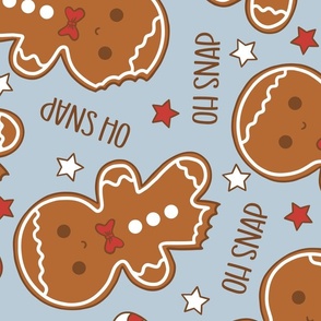 Oh Snap Christmas Gingerbread Boy Blue Rotated - XL Scale