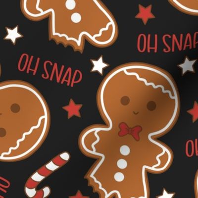 Oh Snap Christmas Gingerbread Boy Dark Grey - Large Scale