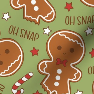 Oh Snap Christmas Gingerbread Boy Green - Large Scale