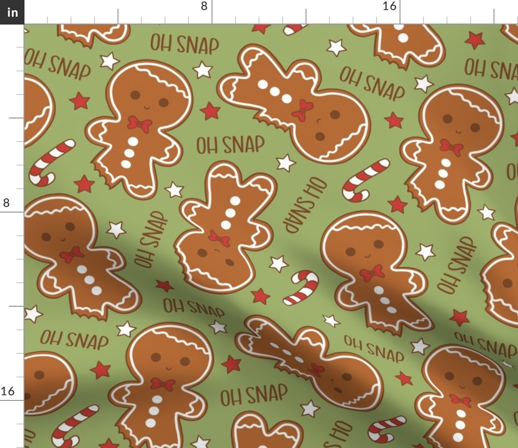 Oh Snap Christmas Gingerbread Boy Green - Large Scale