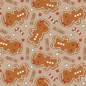 Oh Snap Christmas Gingerbread Girl Beige Rotated- Large Scale