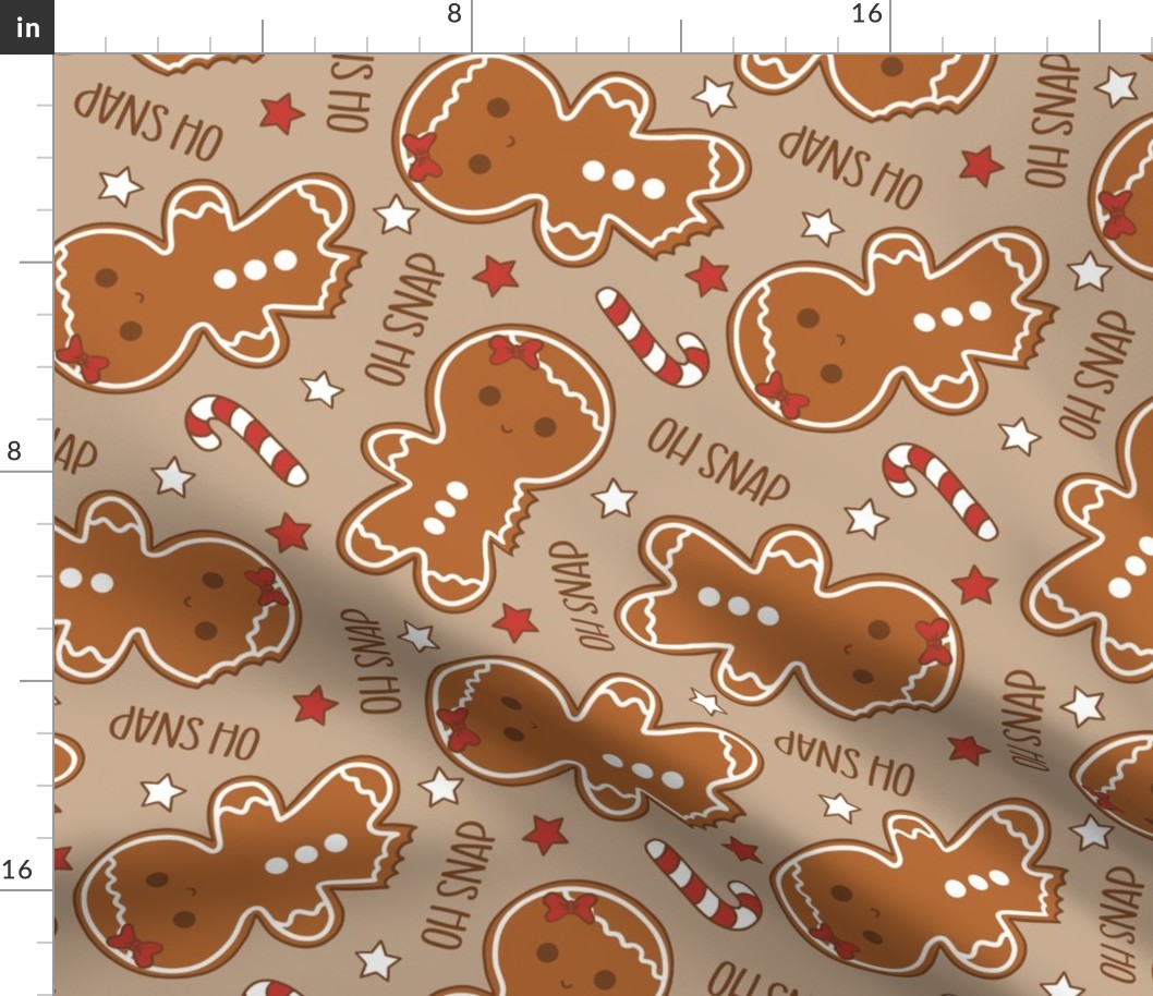 Oh Snap Christmas Gingerbread Girl Beige Rotated- Large Scale