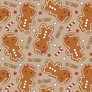 Oh Snap Christmas Gingerbread Girl Beige - Large Scale