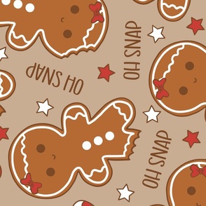 Oh Snap Christmas Gingerbread Girl Beige Rotated- XL Scale