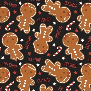 Oh Snap Christmas Gingerbread Girl Dark Grey - Large Scale