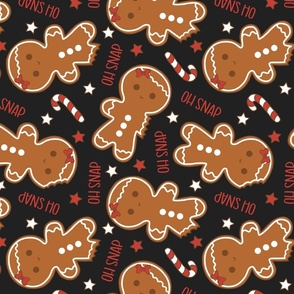Oh Snap Christmas Gingerbread Girl Dark Grey Rotated - Large Scale