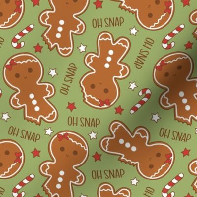 Oh Snap Christmas Gingerbread Girl Green - Small Scale