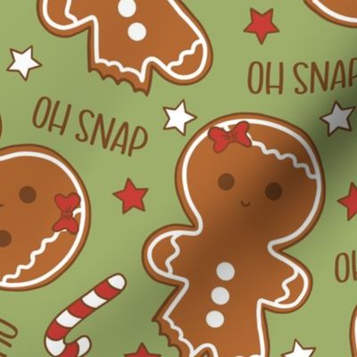 Oh Snap Christmas Gingerbread Girl Green - Large Scale