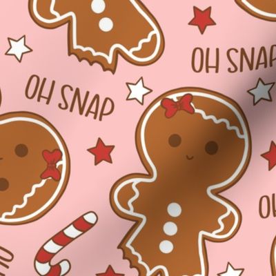 Oh Snap Christmas Gingerbread Girl Pink - Large Scale
