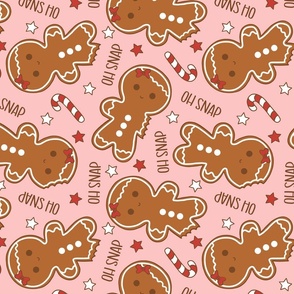 Oh Snap Christmas Gingerbread Girl Pink Rotated- Large Scale