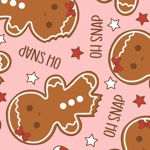 Oh Snap Christmas Gingerbread Girl Pink Rotated- XL Scale