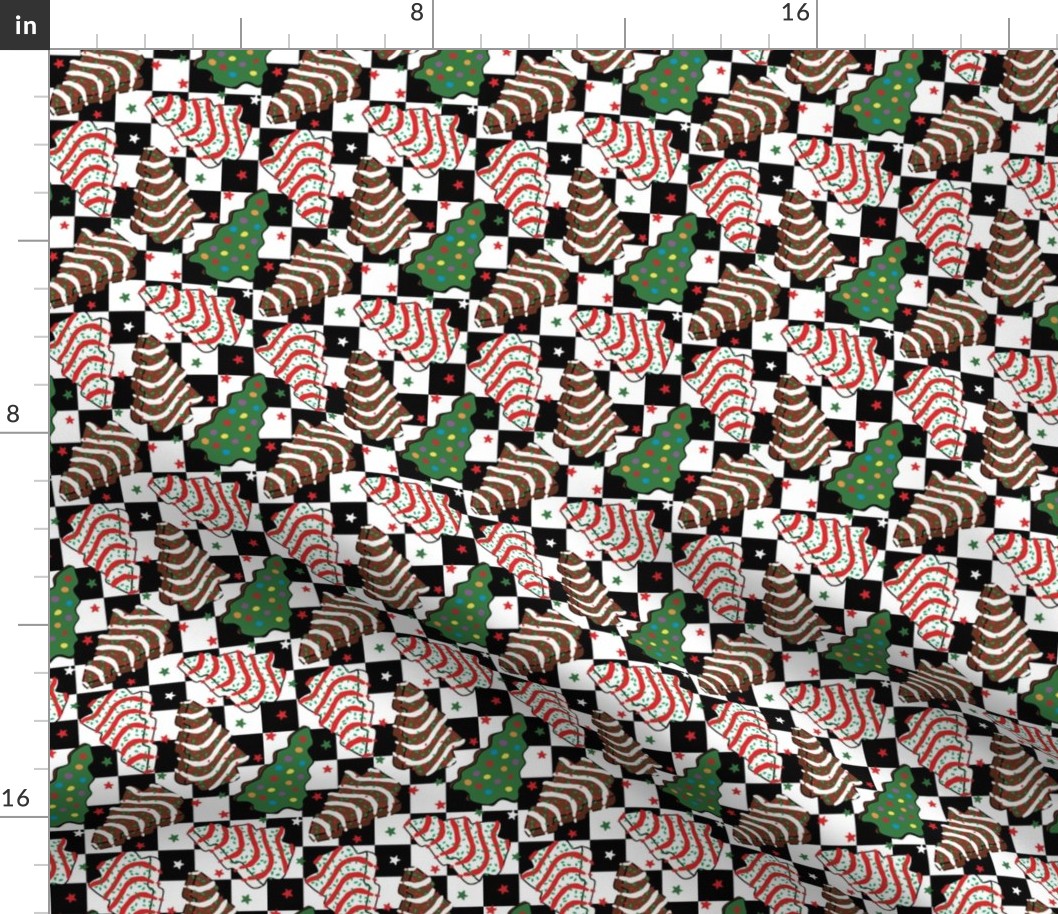 Assorted Christmas Tree Cakes Checker Background - XS Scale