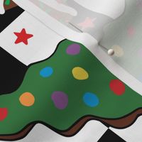 Assorted Christmas Tree Cakes Checker Background Rotated - Large Scale