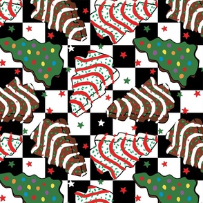 Assorted Christmas Tree Cakes Checker Background Rotated - Large Scale