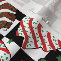 Assorted Christmas Tree Cakes Checker Background - Medium Scale