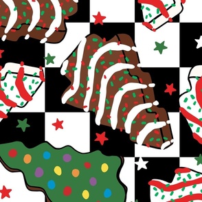 Assorted Christmas Tree Cakes Checker Background Rotated - XL Scale
