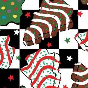 Assorted Christmas Tree Cakes Checker Background - XL Scale