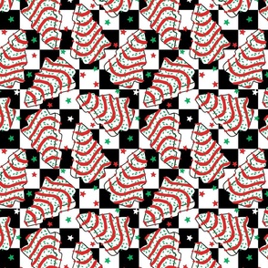 Christmas Tree Cakes Checker Background - Medium Scale