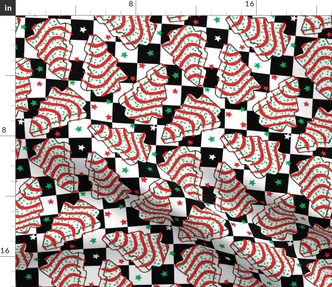 Christmas Tree Cakes Checker Background - Medium Scale