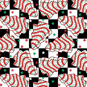 Christmas Tree Cakes Checker Background Rotated - Large Scale