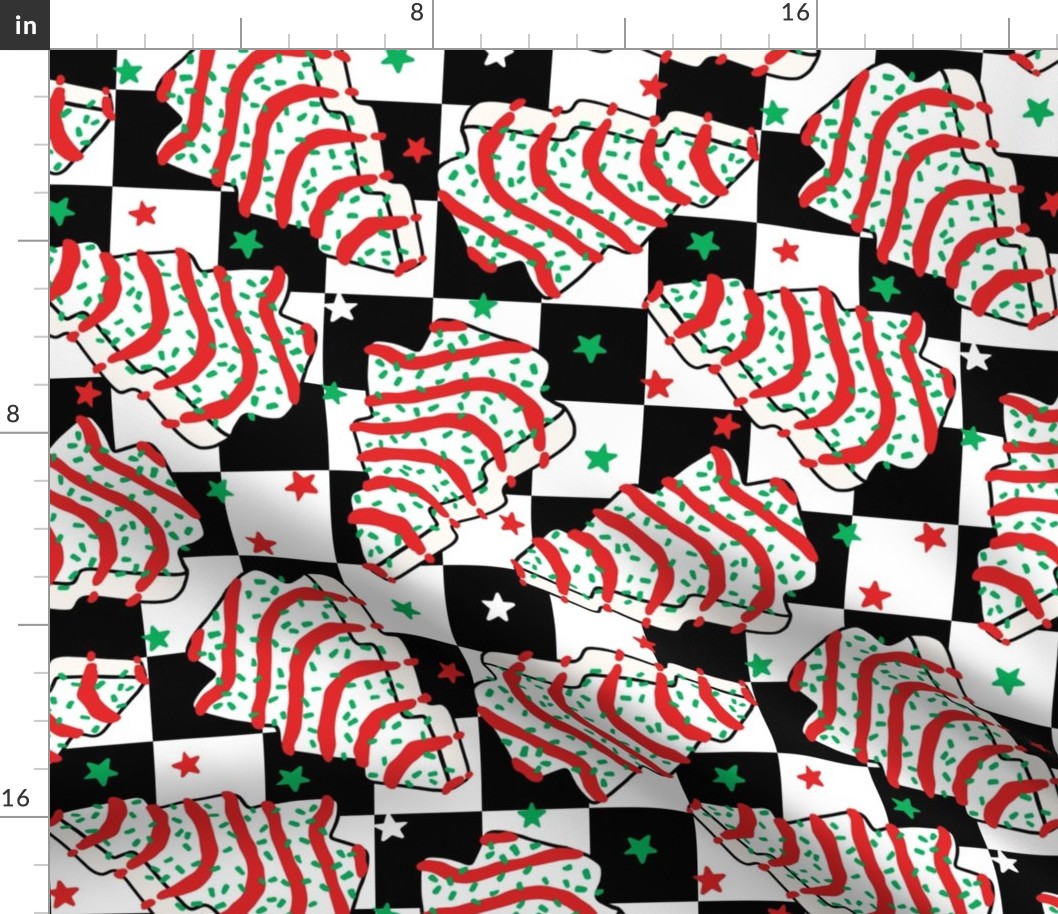 Christmas Tree Cakes Checker Background Rotated - Large Scale