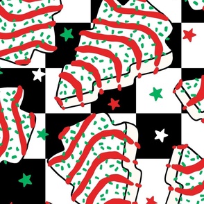 Christmas Tree Cakes Checker Background - XL Scale