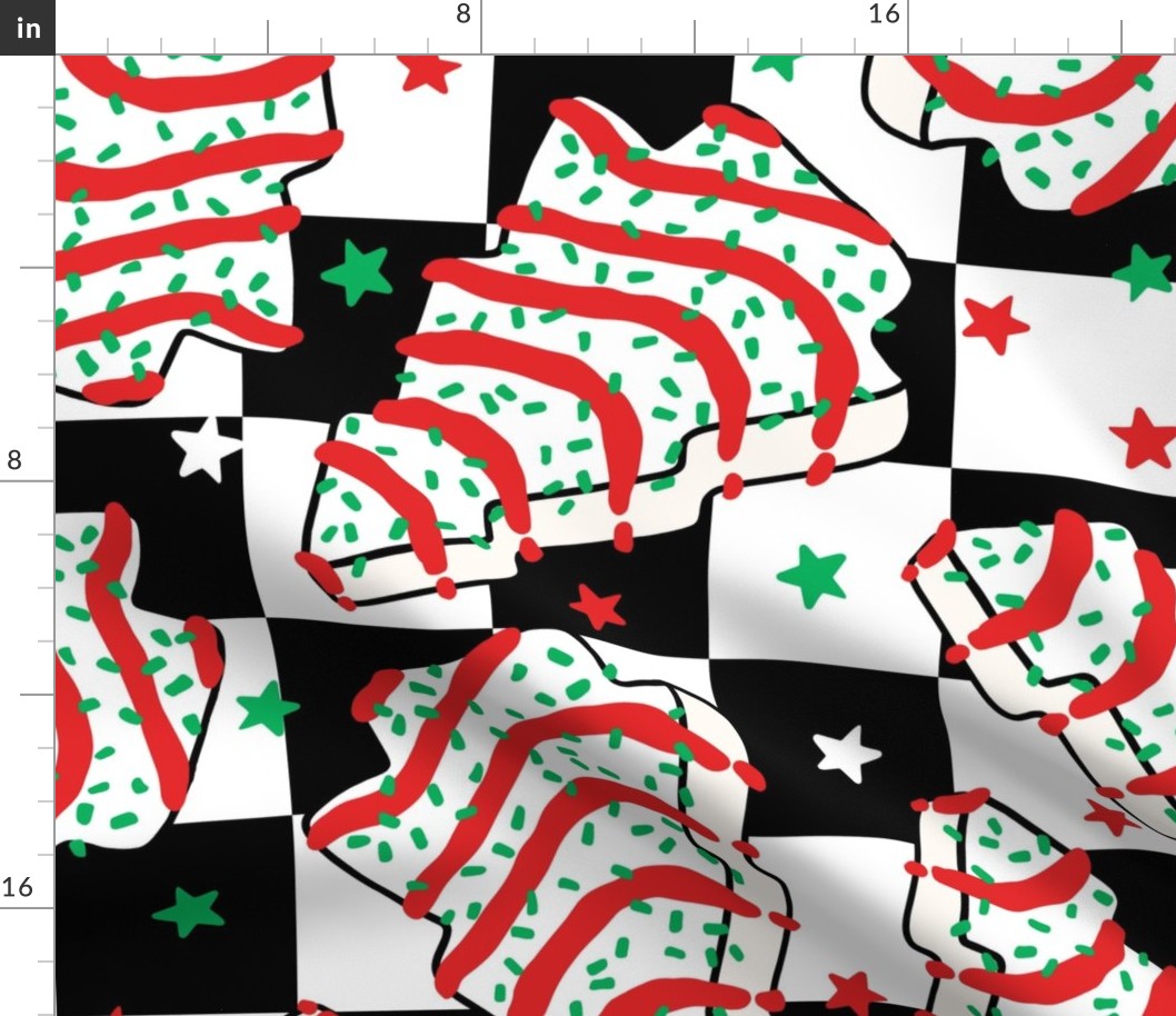 Christmas Tree Cakes Checker Background - XL Scale
