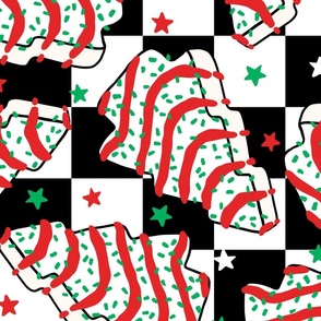 Christmas Tree Cakes Checker Background Rotated - XL Scale