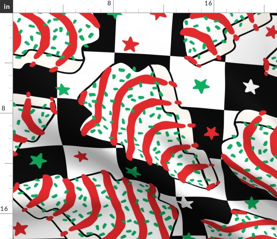 Christmas Tree Cakes Checker Background Rotated - XL Scale