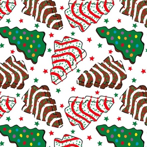 Assorted Christmas Tree Cakes White Background Rotated - Large Scale
