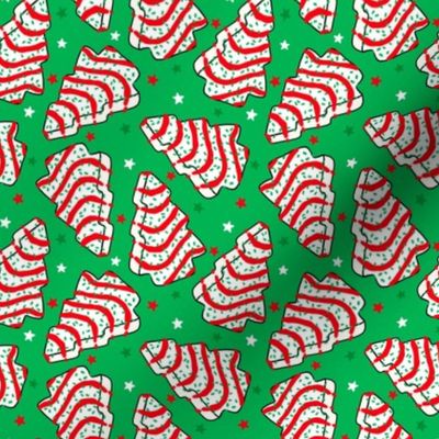 White Christmas Cakes Green Background - XS Scale