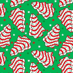 White Christmas Cakes Green Background - Large Scale