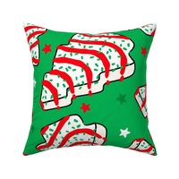 White Christmas Cakes Green Background - XL Scale