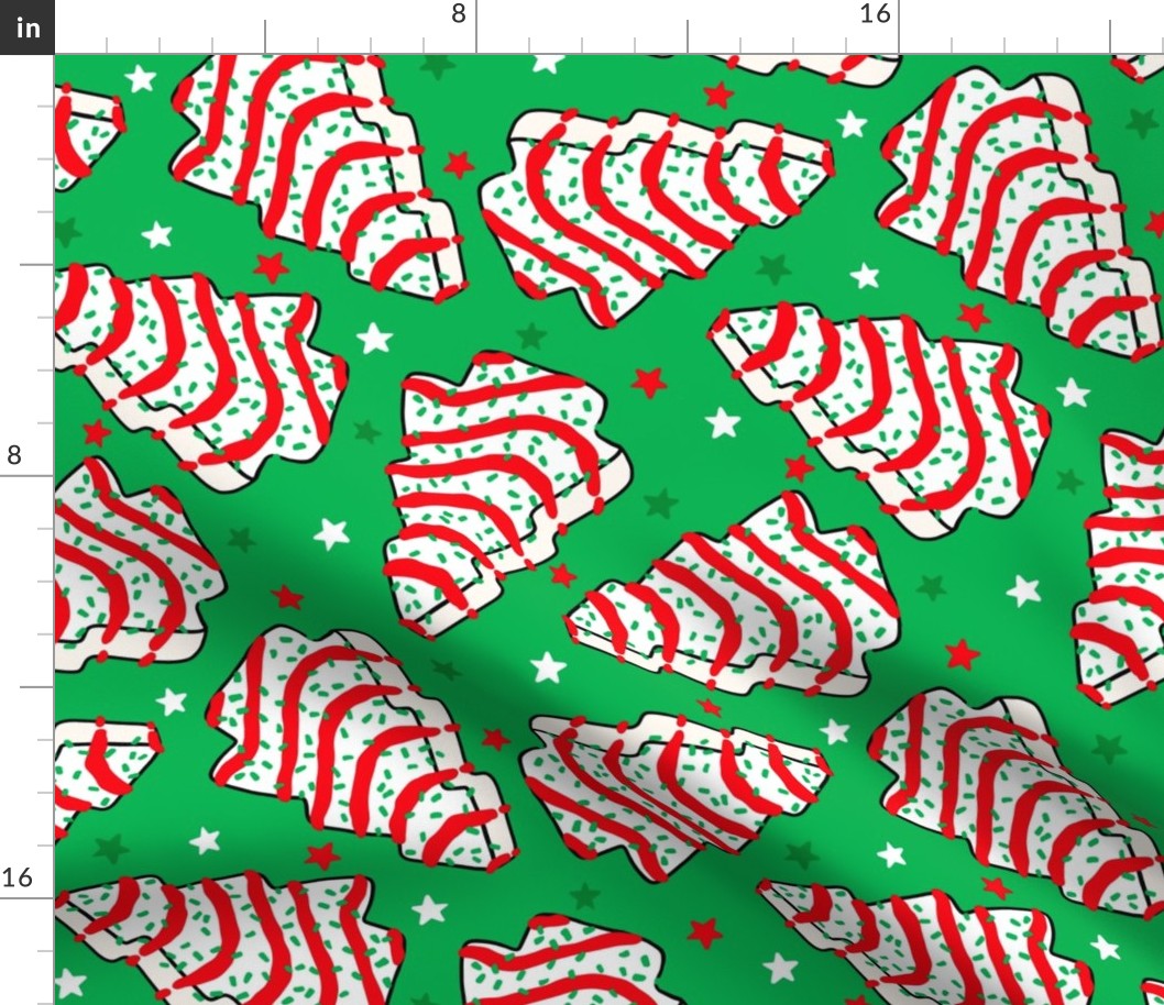 White Christmas Cakes Green Background Rotated- Large Scale