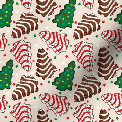 Assorted Christmas Tree Cakes Beige Background - XS Scale