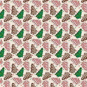 Assorted Christmas Tree Cakes Beige Background - XS Scale