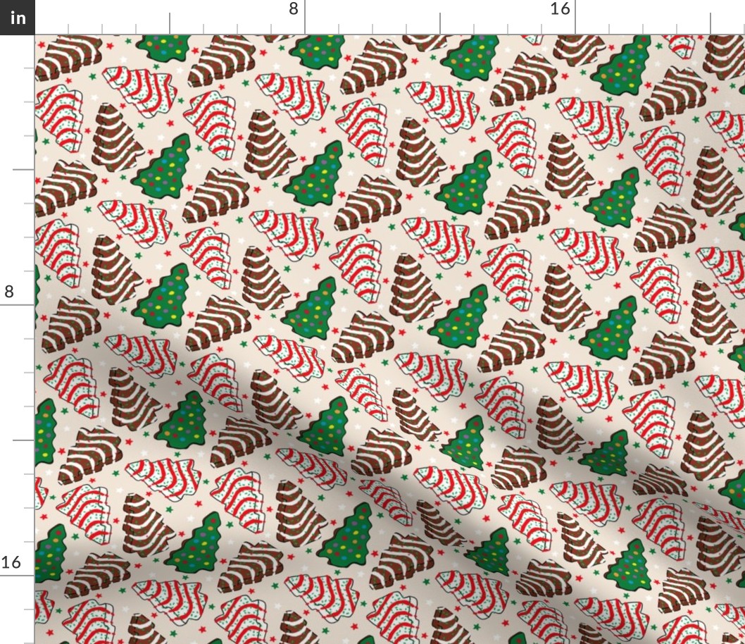 Assorted Christmas Tree Cakes Beige Background - XS Scale