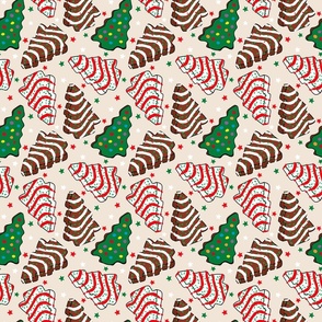 Assorted Christmas Tree Cakes Beige Background - Small Scale