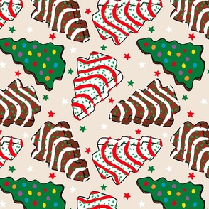 Assorted Christmas Tree Cakes Beige Background Rotated - Large Scale