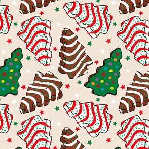 Assorted Christmas Tree Cakes Beige Background - Large Scale