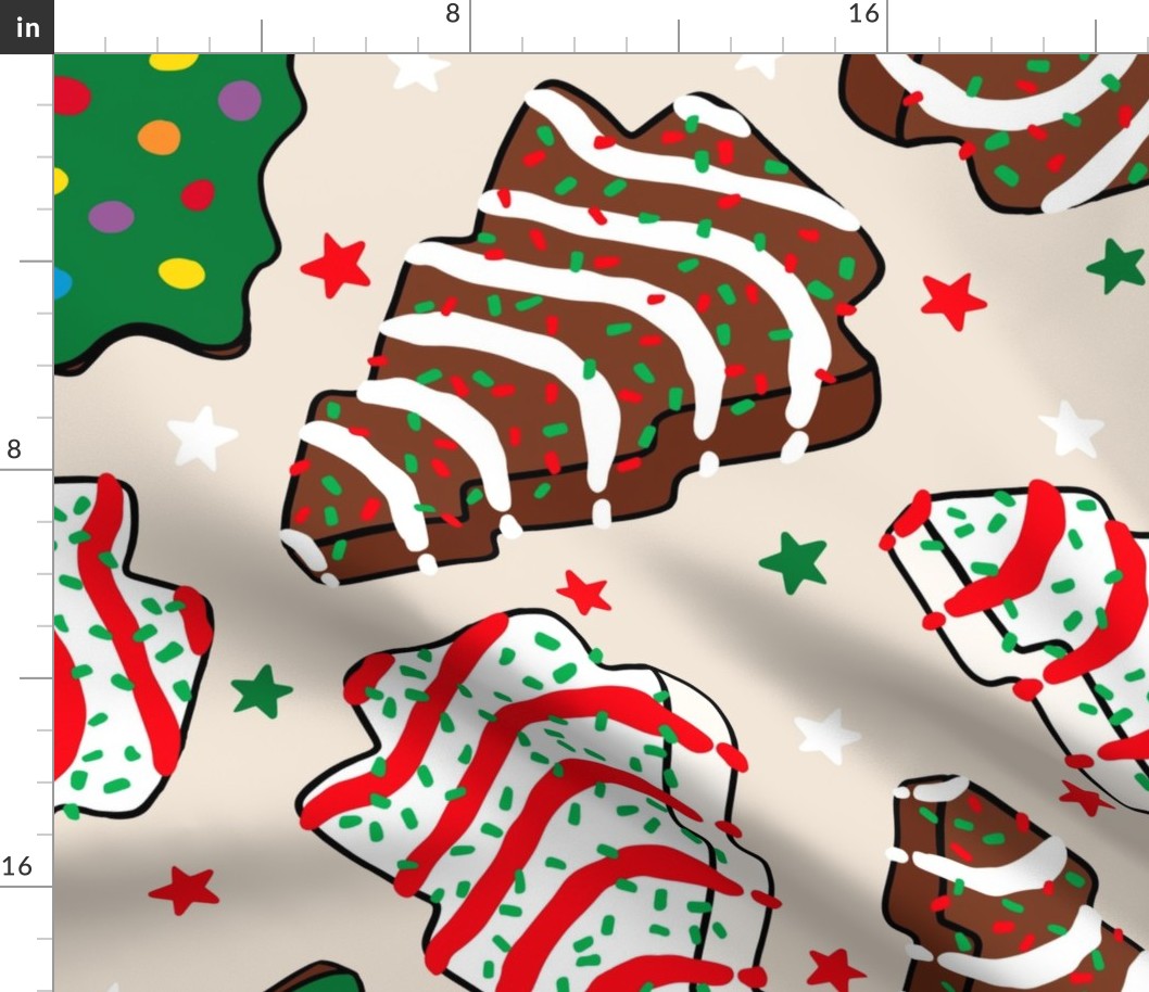 Assorted Christmas Tree Cakes Beige Background - XL Scale