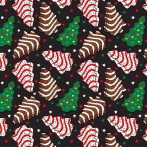 Assorted Christmas Tree Cakes Dark Grey Background - Medium Scale