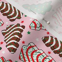 Assorted Christmas Tree Cakes Pink Background - XS Scale
