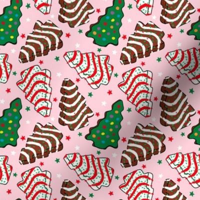 Assorted Christmas Tree Cakes Pink Background - XS Scale