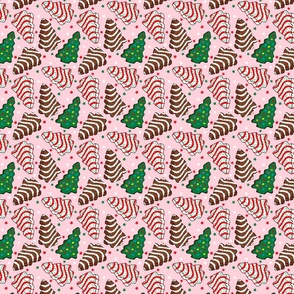 Assorted Christmas Tree Cakes Pink Background - XS Scale